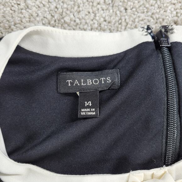Talbots Womens Dress 14 Black Bow Sleeveless Ponte Stretch Preppy Sheath - Picture 4 of 12